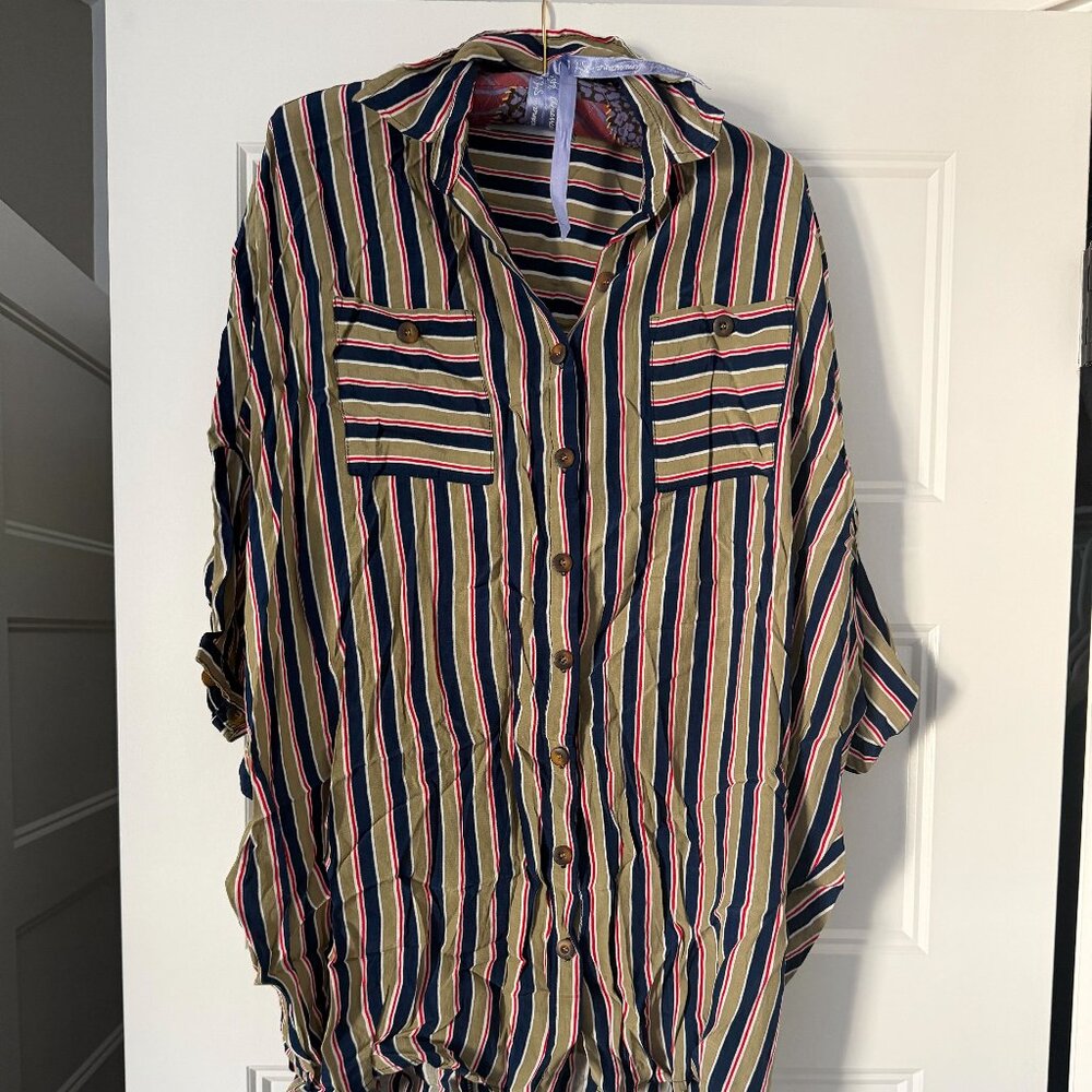 FAITHFULL OVERSHIRT/COVER-UP IN MULTI-STRIPE RAYON FABRIC